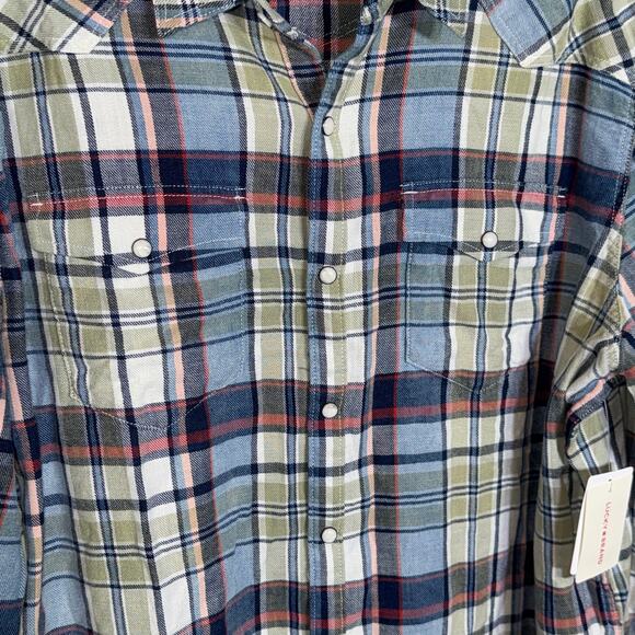 Lucky Brand Men's Indigo long sleeve Western Shirt Multi XL $90 - Picture 4 of 9